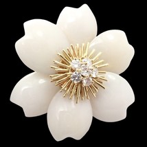 Authenticity Guarantee 
Van Cleef &amp; Arpels Rose de Noel Diamond White Coral F... - £26,003.14 GBP