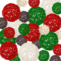 40Pcs Christmas Decorations Rattan Wicker Balls Hanging Ornaments Vase Bowl - £33.02 GBP