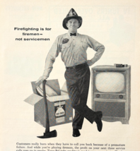 1960 Tung-Sol TV Tubes Firemen Advertisement Vintage Electronics Supply ... - $19.99