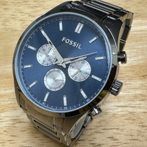 Fossil Quartz Watch JR-4631 Men Silver Steel Chronograph Analog New Batter 6.75&quot; - £30.36 GBP