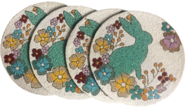 Rachel Zoe Fully Beaded 15&quot; Placemats Easter Bunny Flowers Charger Set of 4 - £73.68 GBP