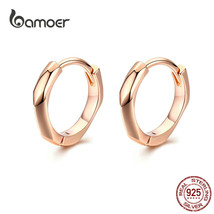 Tiny Hoop Earrings for Women Rose Golden 925 Silver Geometric Simple Ear Hoops M - £14.16 GBP