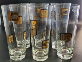 Set of 6 Vintage Engineer Style Tumblers Gold/Black 16 oz. Glasses - £38.93 GBP
