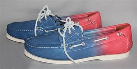 Ralph Lauren Merton Blue Red Ombre Tye Dye Deck / Boat Shoes Leather Laces Mns - £45.45 GBP