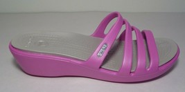 Crocs Size 10 RHONDA Wild Orchid Platinum Wedge Sandals New Womens Shoes - £53.49 GBP
