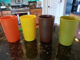 Vtg Tupperware 6 oz Juice Tumbler Cups Various Harvest Colors Set of 4 #1251 - $16.03