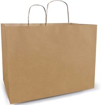 Qutuus 16x6x12&quot; 25Pcs Kraft Paper Bags with Handles Bulk, Kraft Shopping bags - £19.54 GBP