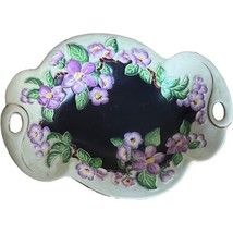 Vintage Art Deco Maling Ware Pottery England Handled Tray Black Green Purple 11&quot; - £41.01 GBP
