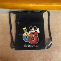 Walt Disney World 2008 Drawstring Back Pack Tote Beach Bag Purse Black Tote - $20.23