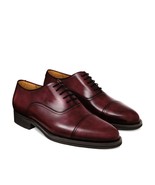 New Oxford Handmade Leather Burgundy  color Cap Toe Shoe For Men&#39;s - £125.07 GBP