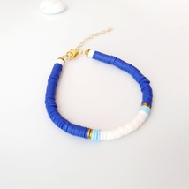 Navy blue heishi bracelet,vinyl unisex bracelet,stack bracelets,surf style yoga  - £19.07 GBP