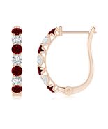 ANGARA Ruby Huggie Hoop Earrings in 14K Solid Gold ( Grade: AAAA | 0.88 Ct) - $3,023.10