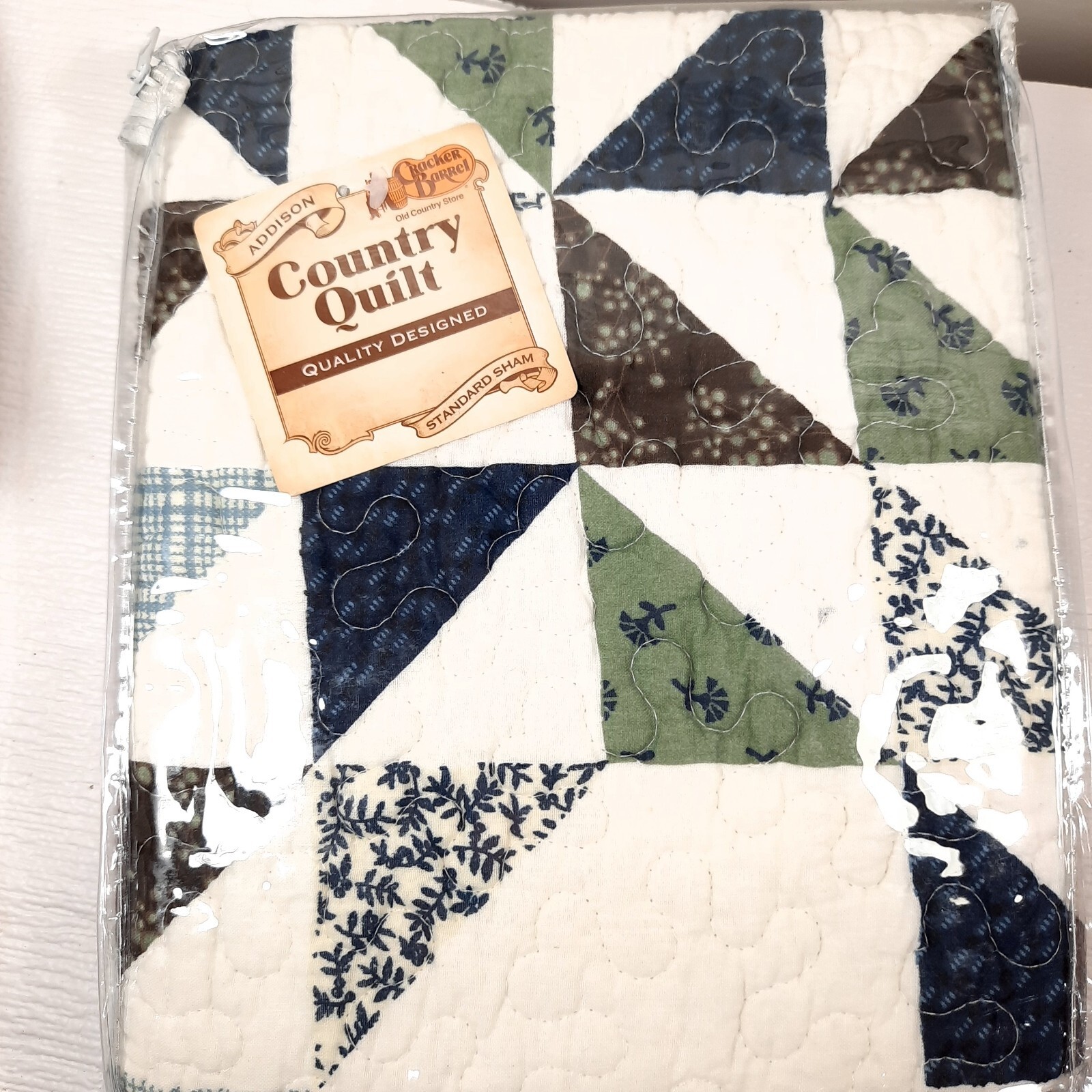 NEW Cracker Barrel Addison Quilted Standard Pillow Sham Country Style bl... - $15.00