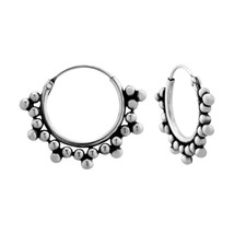 925 Silver 14 mm Bali Hoop Earrings with Multi Silver Balls - £11.95 GBP
