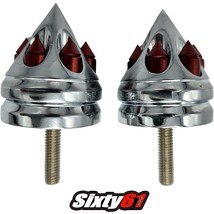 Suzuki GSXR 1000 600 750 Spike Spiked Red Chrome Bar Ends - $15.00