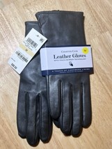 MED Charter Club Women&#39;s Cashmere Lined Leather Gloves In Dark Pewter  $... - £19.60 GBP