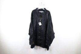 NOS Vtg 90s Streetwear Mens 4XL Metallic Looped Collar Dance Button Shirt Black - $49.45