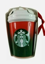 Starbucks Christmas 2021 Mini Ceramic Hot Cup Ornament Red Green Miniature - $13.99