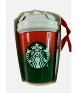 Starbucks Christmas 2021 Mini Ceramic Hot Cup Ornament Red Green Miniature - £10.97 GBP