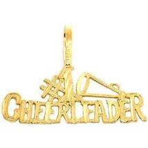 14K Gold #1 Cheerleader Charm Sports 18&quot; Chain Jewelry - $131.83