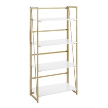 Folia Contemporary Bookcase - Gold Metal &amp; White Wood by LumiSource - $4,130.07 MXN