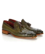 Paul Parkman Mens Shoes Loafer Green Crocodile Calfskin Handmade PP2281-... - £343.71 GBP