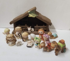 15 Pc Nativity Set Ceramic Children Camels Creche Stable Mary Joseph Baby Jesus - £22.68 GBP