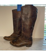 Liberty Black Tall Brown Leather Boots Size 7.5 Distressed Studded LB 71... - $1,841.88 MXN