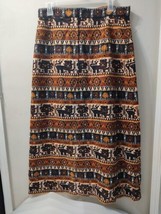 Womens Maxi Skirt  Vtg  Union Made Tan Black White Geometric Rhinestones Satin - £62.89 GBP