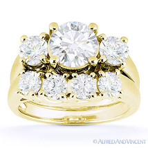 Forever Classic Moissanite 14k Yellow Gold Engagement &amp; Wedding Ring Bridal Set - £1,219.43 GBP+