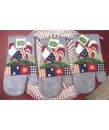 3 Country Crafts Rooster Oven Mitts Quilted Embroidered New With Tags - £16.51 GBP