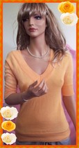 L Large DOLL Orange Cream Career Sweater Knit Shirt Pullover Blouse Top Tunic - £11.98 GBP