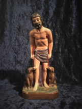 Rare Antique Chalkware Saint Lazarus Statue with Gold Lazarus Talisman E... - $72.00