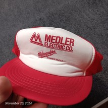 Vintage Milwaukee Power Tool Hat Red Medler Electric Trucker Mesh Pennan... - $13.05