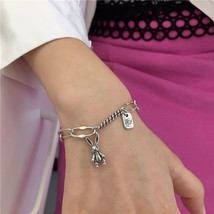 XIYANIKESilver Color New Vintage Alphab Bunny Circle Chain Personality Bracelet  - £10.71 GBP