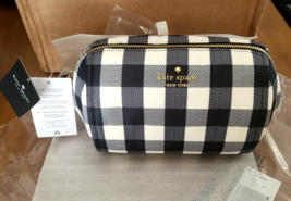kate spade Chelsea Medium Cosmetic Bag Gingham Check Or Solid Black NWT - $49.99