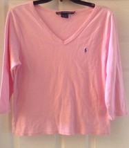 Ralph Lauren Sport Pink V-Neck Long Sleeve Blue Pony Logo Girls XL - $14.95
