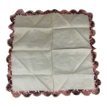 Vintage Handkerchief Wide Ombre Pink Purple Crochet Edge Scalloped Edges Hanky - £14.59 GBP