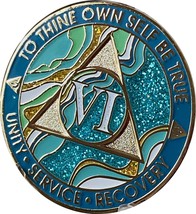 6 Year AA Medallion Elegant Marble Caribbean Aqua Glitter Blue Gold Plat... - £16.34 GBP