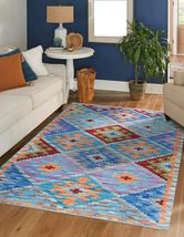 EORC MD8MT5X8 Hand-Knotted Wool Flat Geometric Rug, 5&#39; x 8&#39;, Multicolored Area R - £560.85 GBP