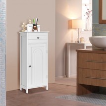 Wooden Storage Free-Standing Floor Cabinet with Drawer and Shelf-White - £102.04 GBP