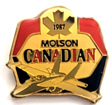 1987 Molson Canadian Beer Maple Leaf Aircraft Brewery Advertising Lapel ... - $9.99