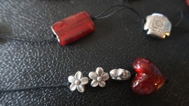 Vintage Silver and Red Glass Heart Belt 56 inches - $17.81