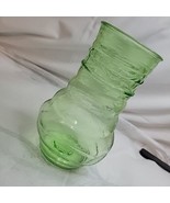 Vintage Vaseline Ouraline Uranium Glass Flower Vase Ribbed Braided Trim ... - £36.46 GBP