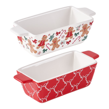 Holiday Time 2 Piece Mini Loaf Pan Gingerbread &amp; Bow - $392.16 MXN