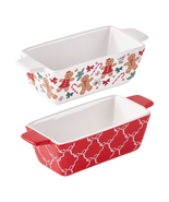 Holiday Time 2 Piece Mini Loaf Pan Gingerbread &amp; Bow - $392.16 MXN