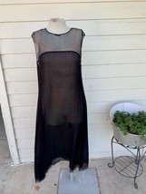 Andra Gabrielle NY 100% Silk VTG Sheer 90 2000 Double Layer Dress Bead Neiman M - $60.78