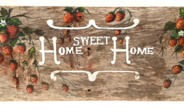 VTG Repurposed Wood Home Sweet Home Wall Sign Retro Farmhouse Strawberry c. 1984 - £33.10 GBP