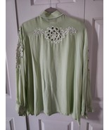 Vtg Bob Mackie Wearable Art sz 2X 100% silk green cut out embroidered BF... - £19.54 GBP