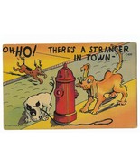 1942 Linen Curt Teich Comic Postcard- C-820 dogs fire hydrant &quot;Stranger ... - $185.45 MXN